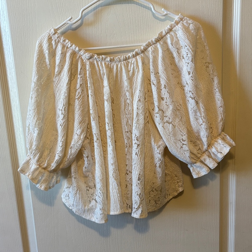 Free People Stacey Lace Off-Shoulder Blouse - Picture 7 of 8